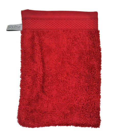 Anne de Solene French Wash Mitt Towel in Poppy Red